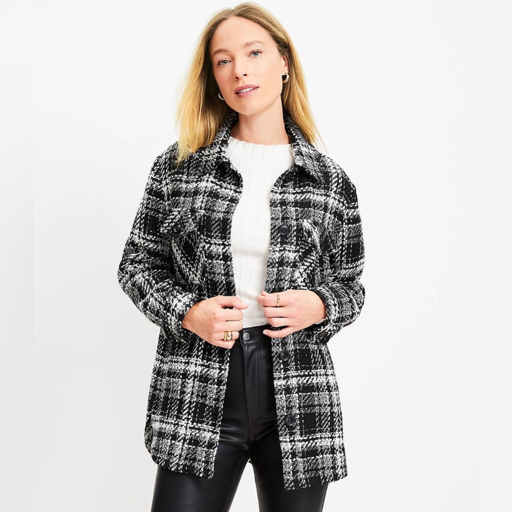 NEW LOFT Textured Tweed Shirt Jacket